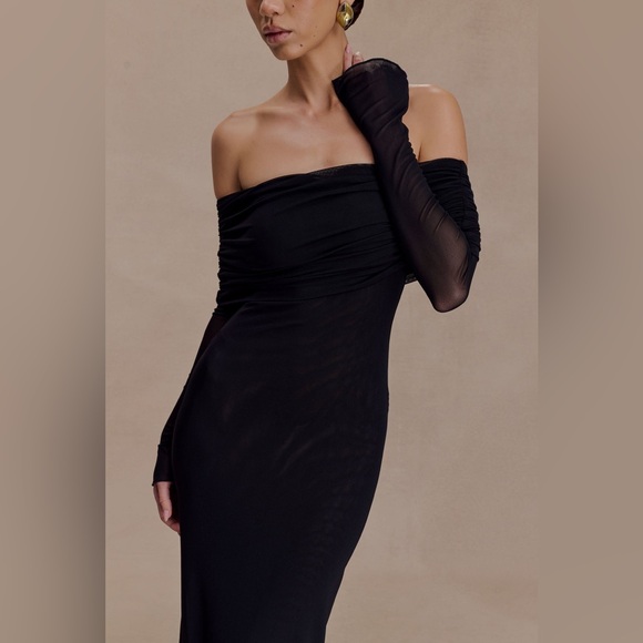Meshki Dress Black NWT Size XXL Josie Off Shoulder Mesh Strapless Maxi Dress - Picture 4 of 12